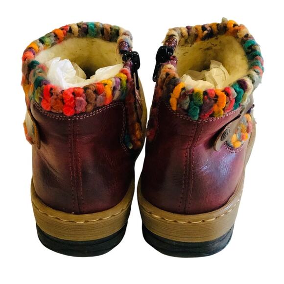 Vegan Leather Ankle Boots Size E36 US 5-5.5 Rieker Felicitas Wine Burgundy Boho - Picture 5 of 6